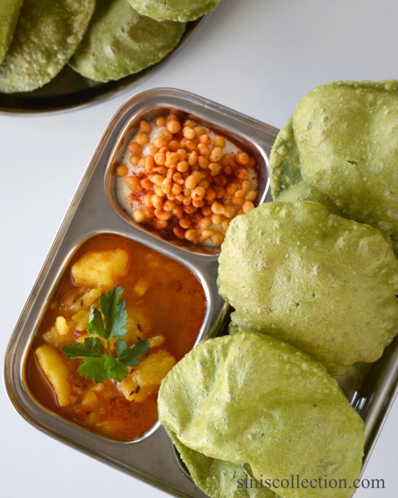 Soft And Fluffy Palak Puri Indian Spinach Flat Bread